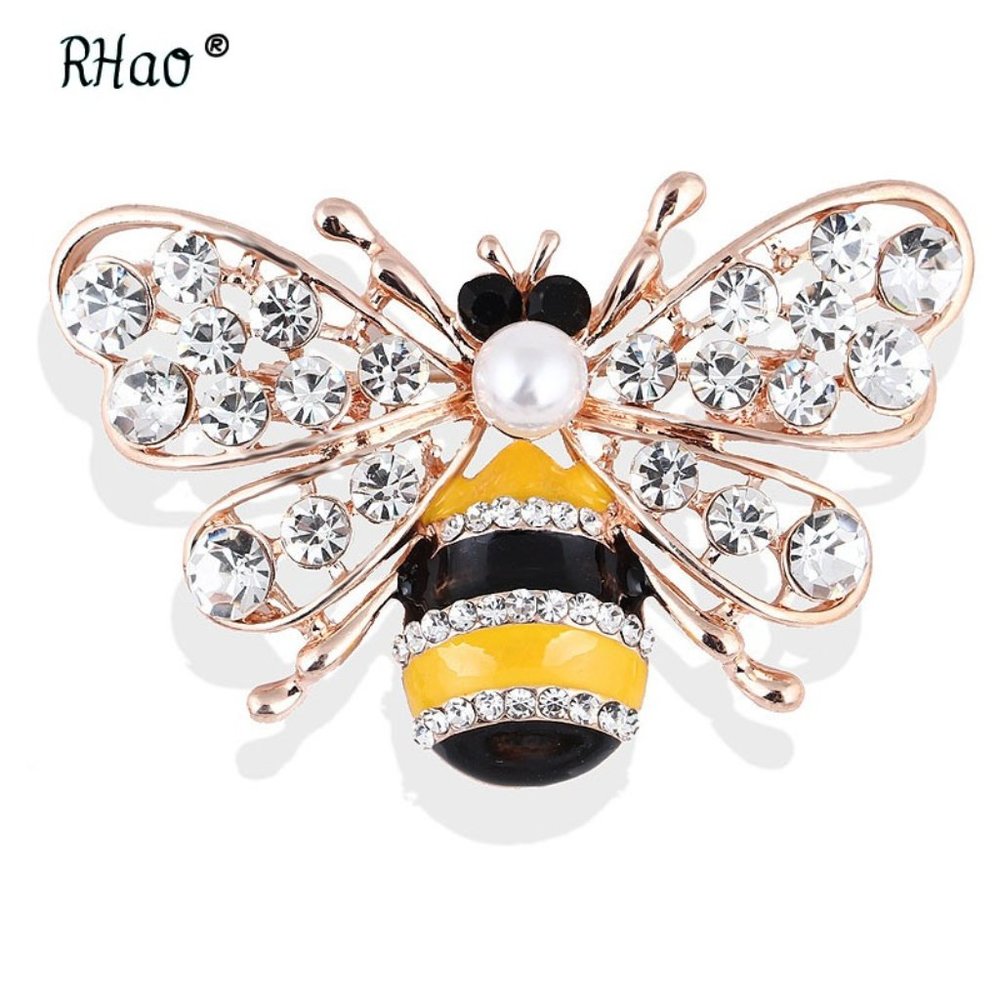 COPY - Large 2.25" Rhinestone Bee Pin Brooch - Picture 3 of 4